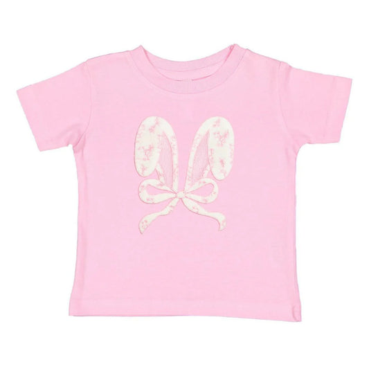 Lace bunny bow patch s/s tshirt - pink