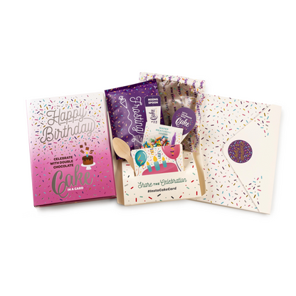 Pink happy birthday cake card - double chocolate