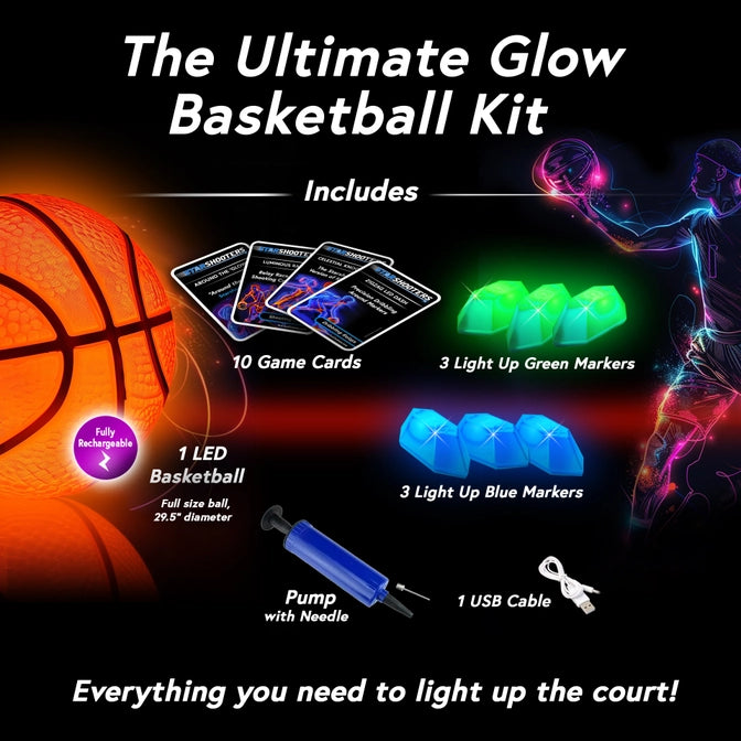 Starlight shooters - glow in the dark basketball game set