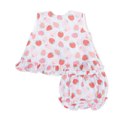 Strawberry bliss ruffle back top & bloomers