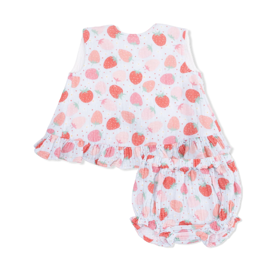 Strawberry bliss ruffle back top & bloomers