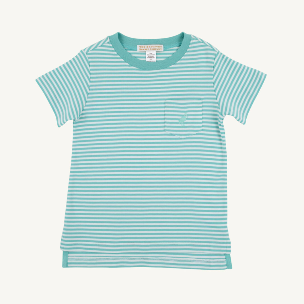 Carter crewneck - turks teal stripe