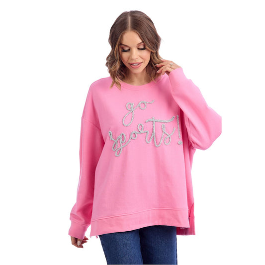 Game day sparkle sweatshirt - pink