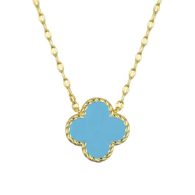 Four leaf clover necklace - turquoise