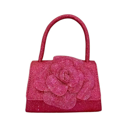 Glittering flower purse - hot pink