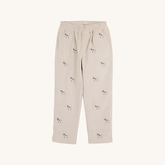 Critter sheffield pants - Santa dog/osprey oatmeal