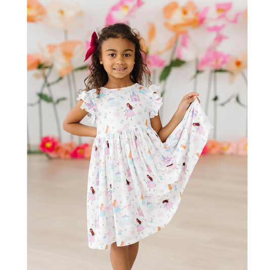 Fairy princess flutter sleeve twirl dress