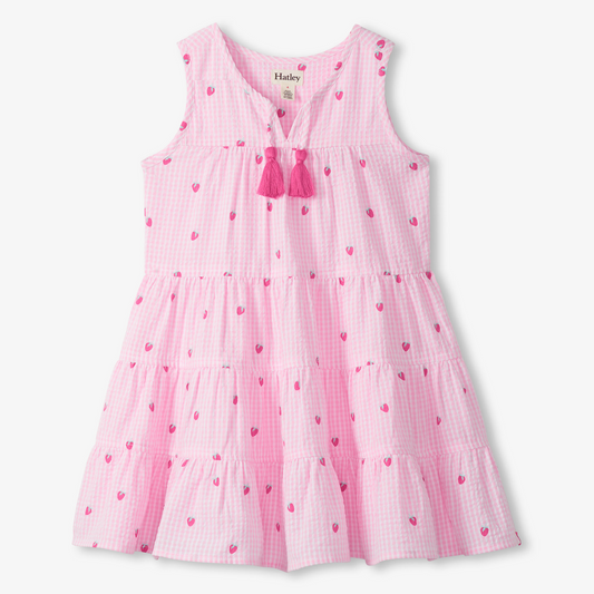 Gingham berries layered tiered dress