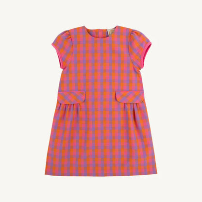 Betts bow dress - autumn punch plaid