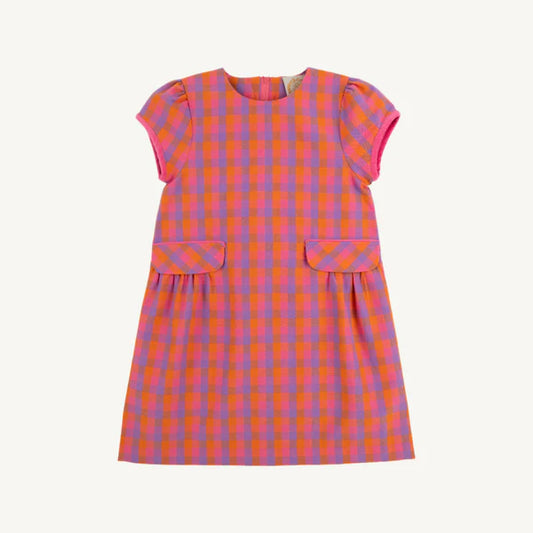 Betts bow dress - autumn punch plaid