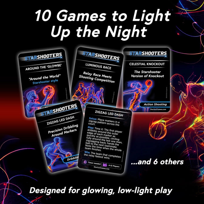 Starlight shooters - glow in the dark basketball game set