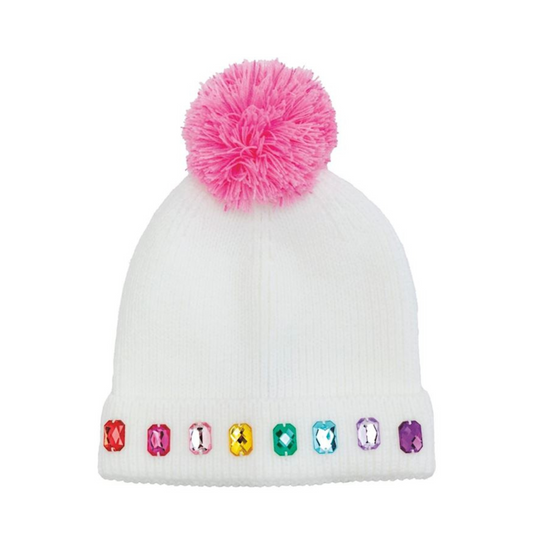 Rainbow row rhinestone beanie