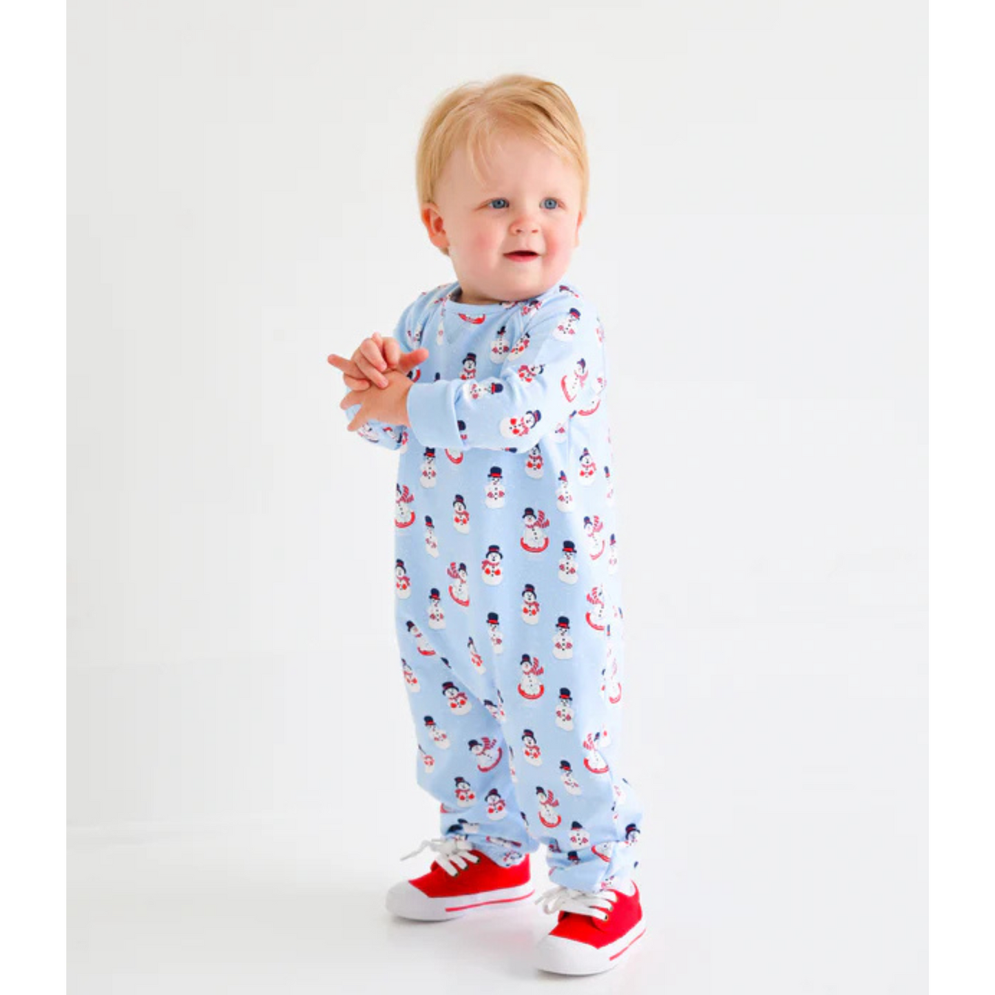 Cassidy comfy crewneck romper - frosty friends