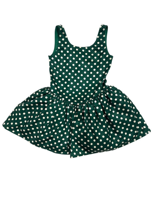 Green polka dot flare dress