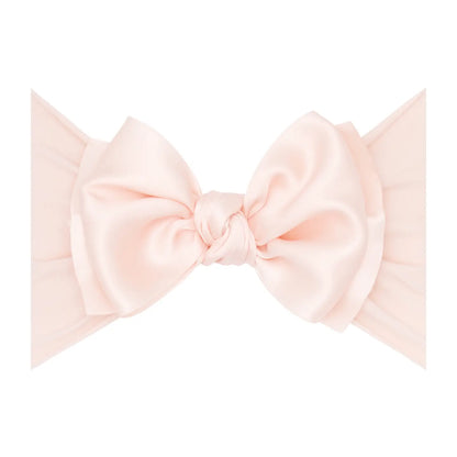 Satin nylon bow headband - rosebud