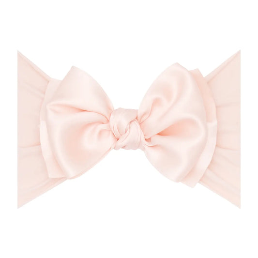 Satin nylon bow headband - rosebud