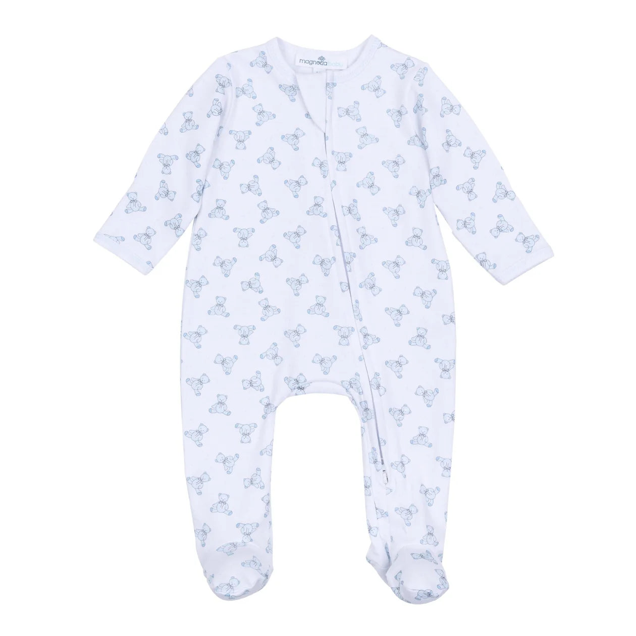 Baby's teddy zipper footie - light blue