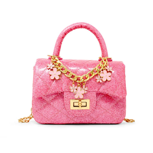 Classic sparkle top handle handbag - pink lemonade