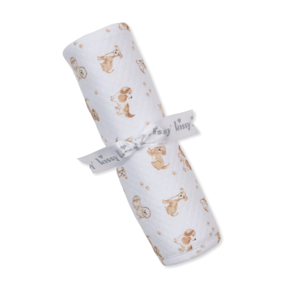 Puppy paws jacquard blanket - brown