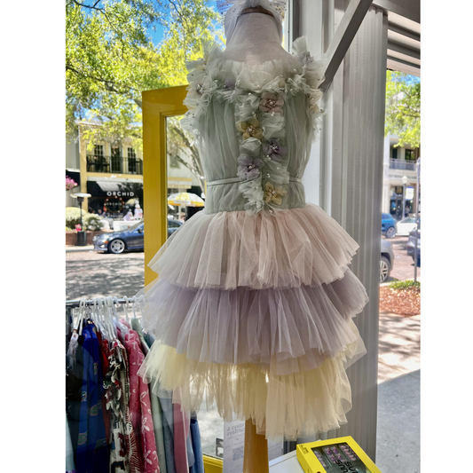 Garden whimsy tea green dress