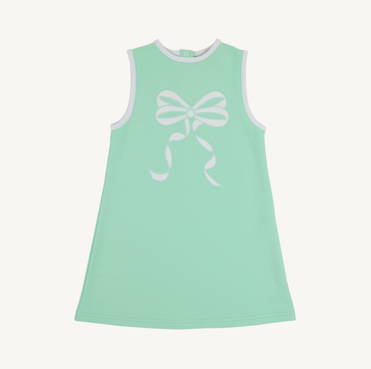 Sleeveless elizas applique dress - bow/grace bay green