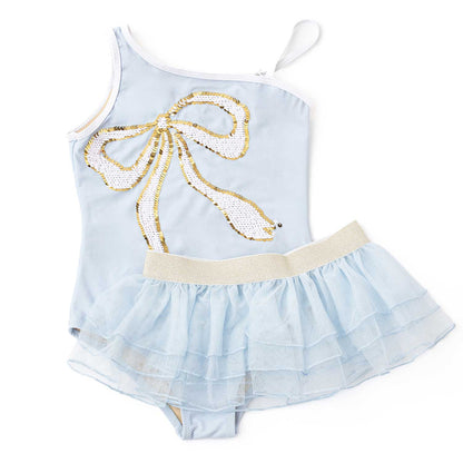 Blue bow sequins one piece suit & tutu
