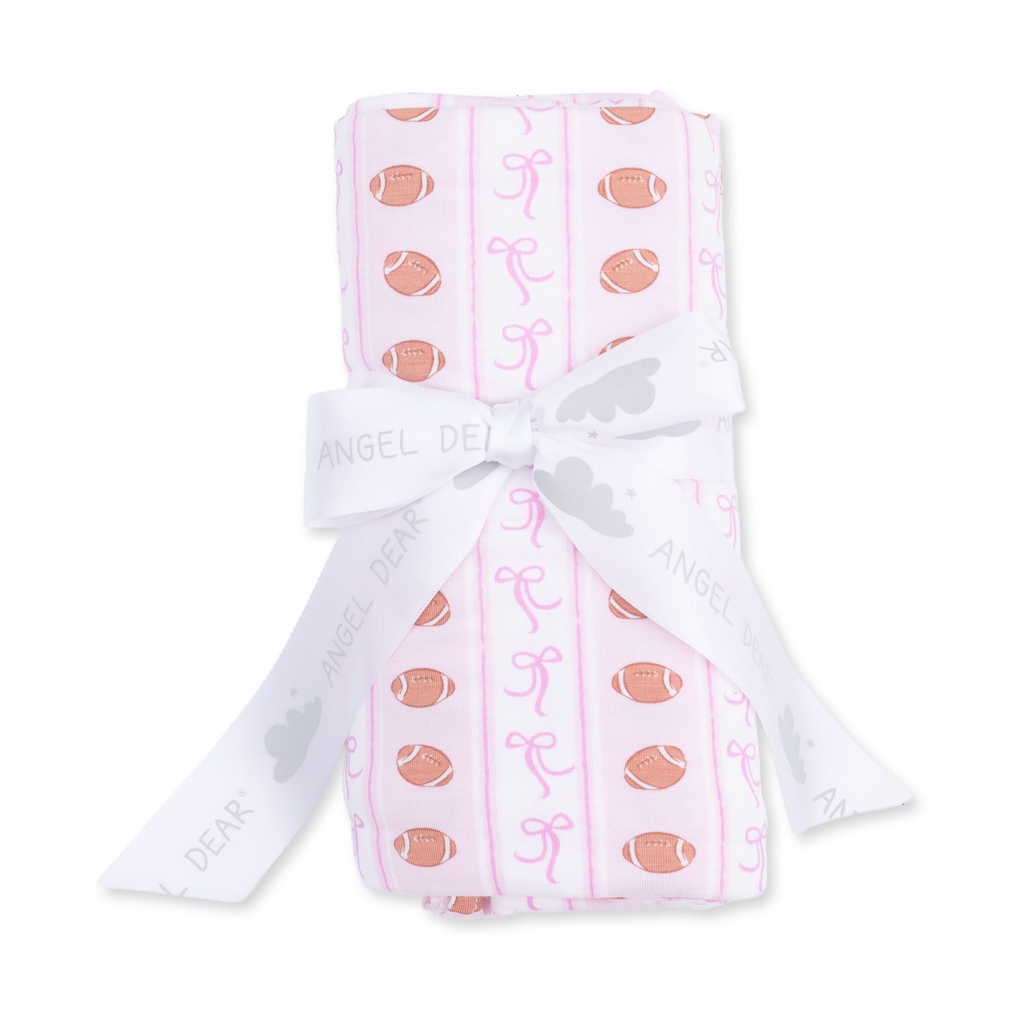 Football bow stripe swaddle blanket