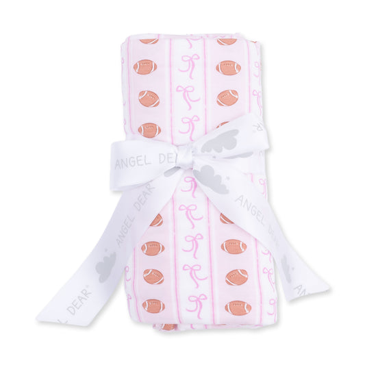 Football bow stripe swaddle blanket