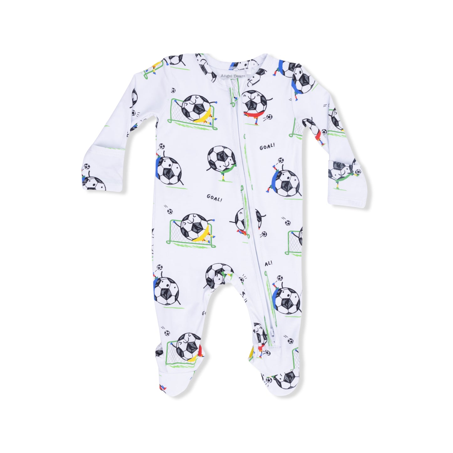 Soccer balls playing soccer blue 2 way zipper footie