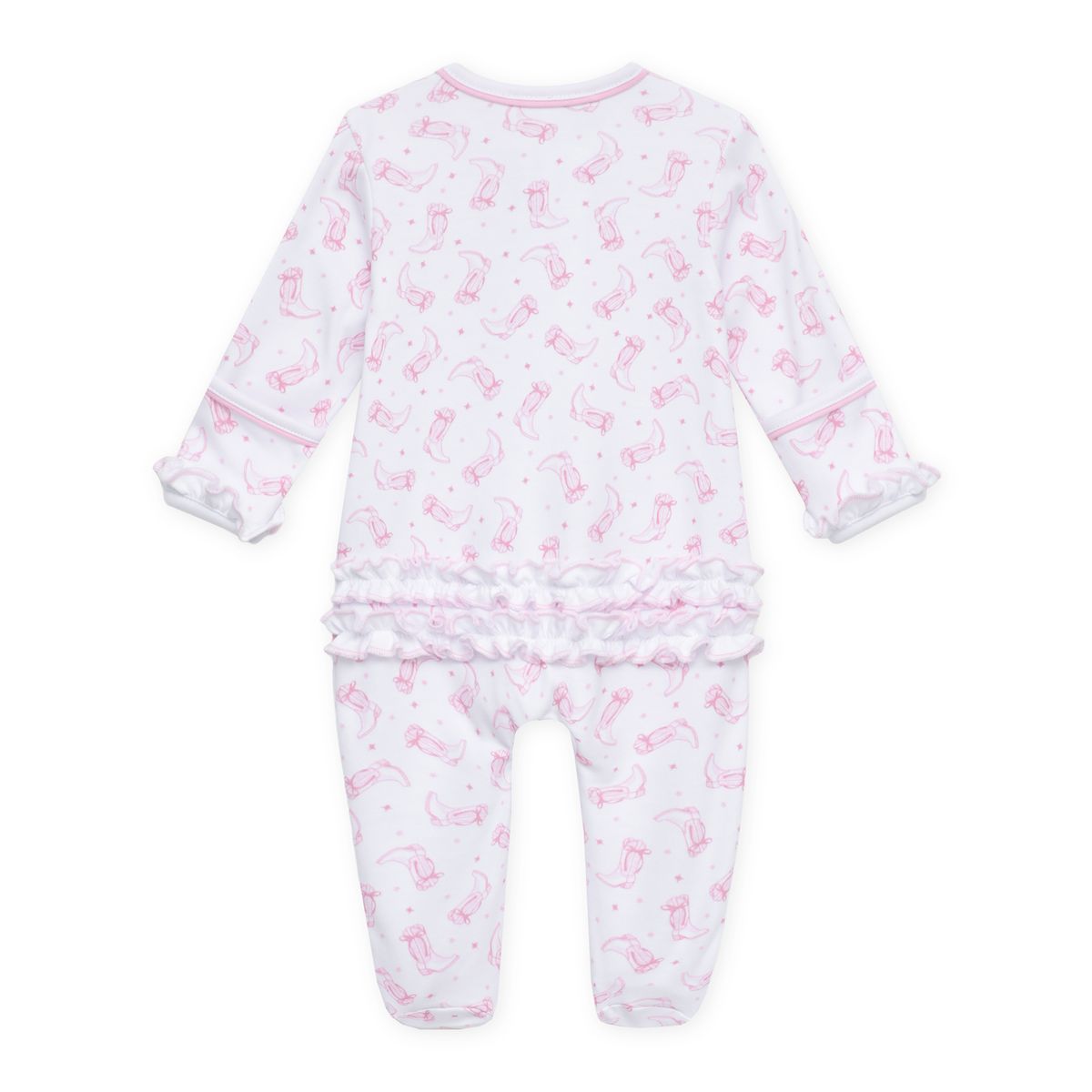 Darling cowboy boots pink ruffle footie