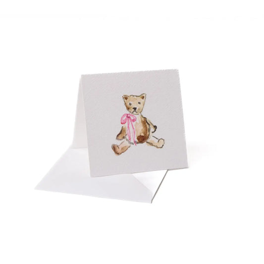 Teddy bear w. pink bow enclosure card