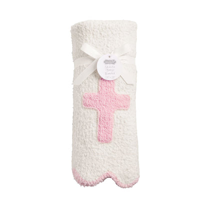 Pink cross chenille blanket