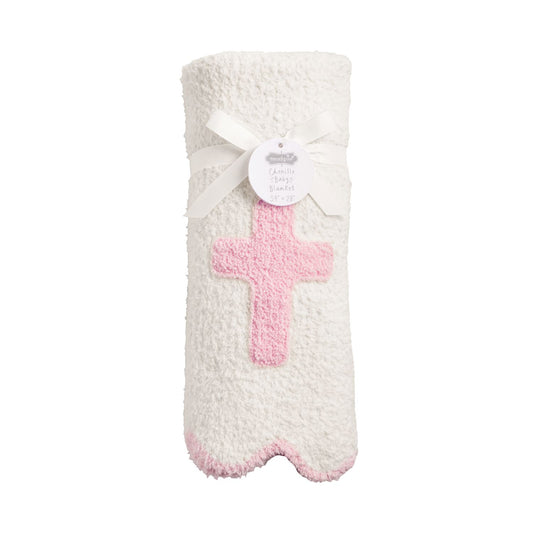 Pink cross chenille blanket