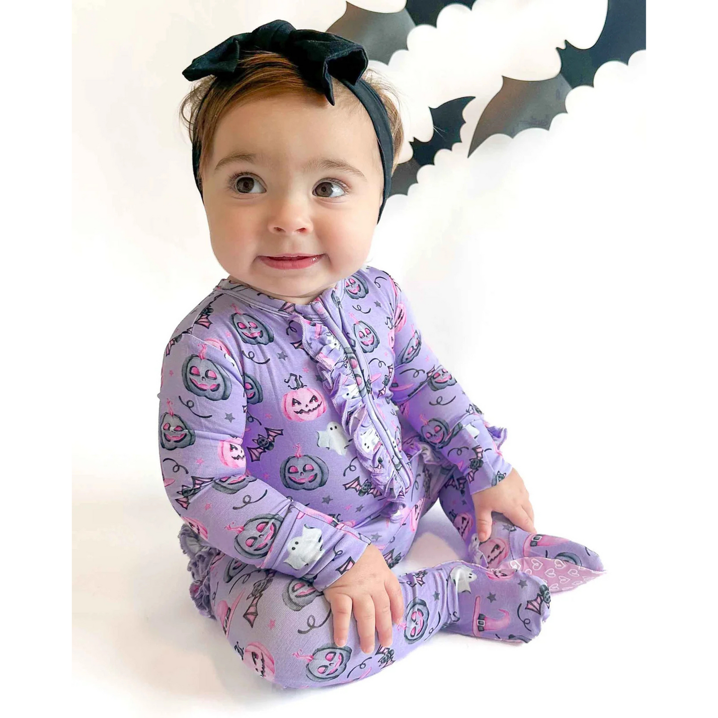 Audrey ruffle zipper footie