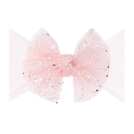 Tulle nylon bow headband - princess pink