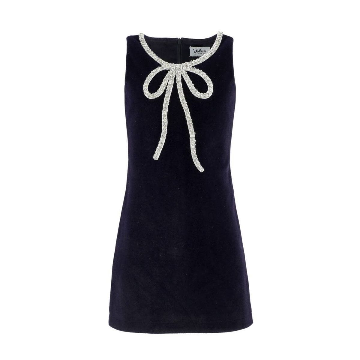 Velvet bow princess dress - navy