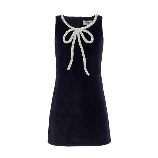 Velvet bow princess dress - navy