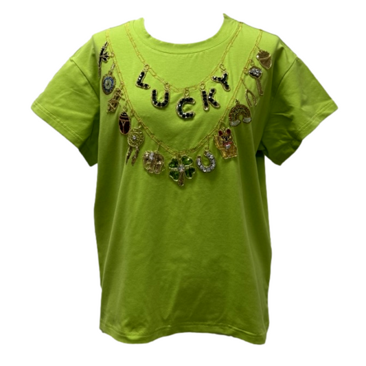 St. Patricks day icon charm necklace tee