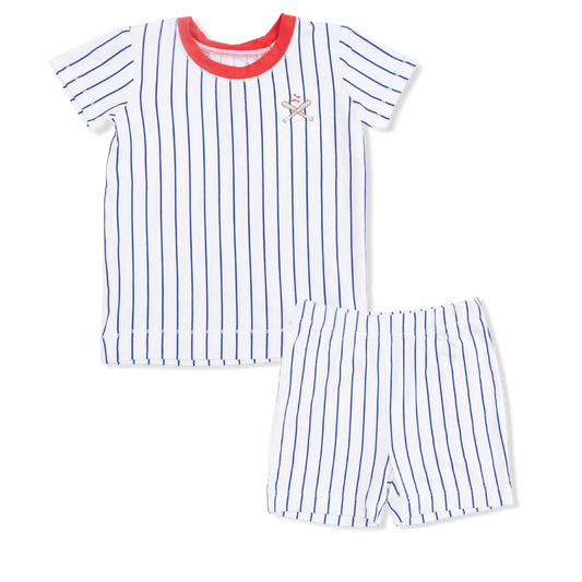 Baseball stripe pj short set