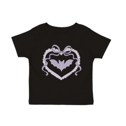 Rhinestone Bat Patch Halloween Short Sleeve T-Shirt