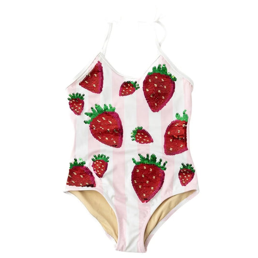 Summer strawberry sequins one piece