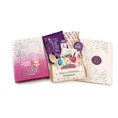 Pink happy birthday cake card - vanilla confetti