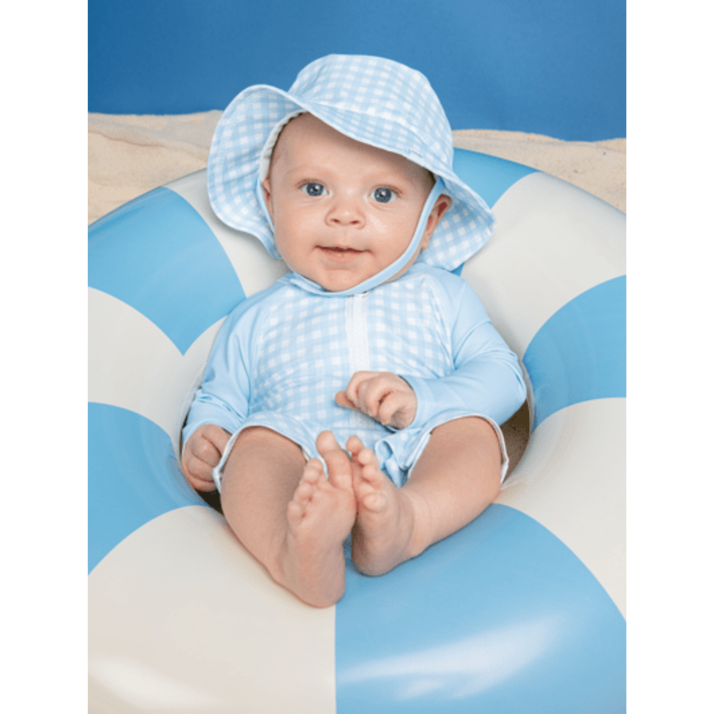 Gingham rashguard set - blue