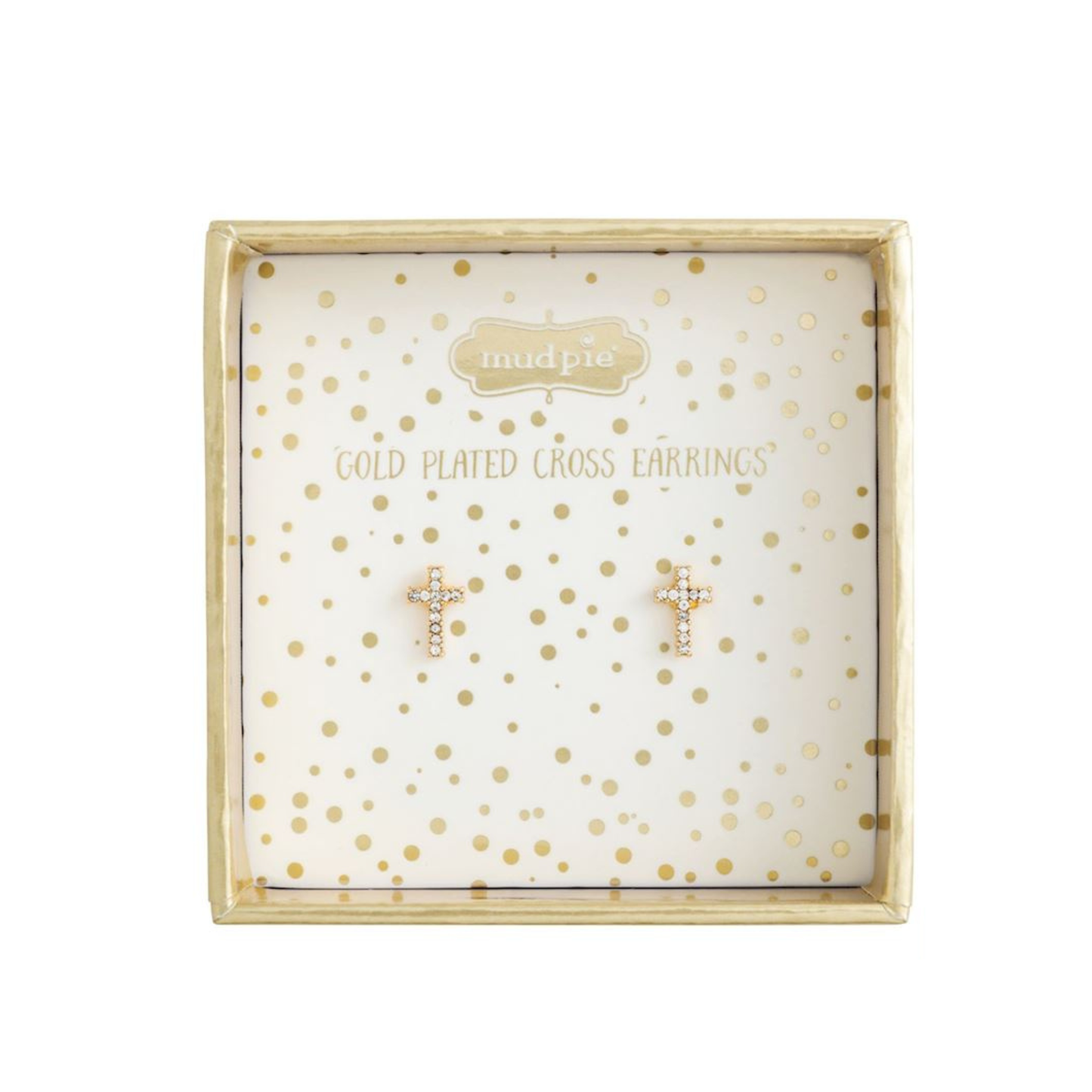Gold cross stud earrings
