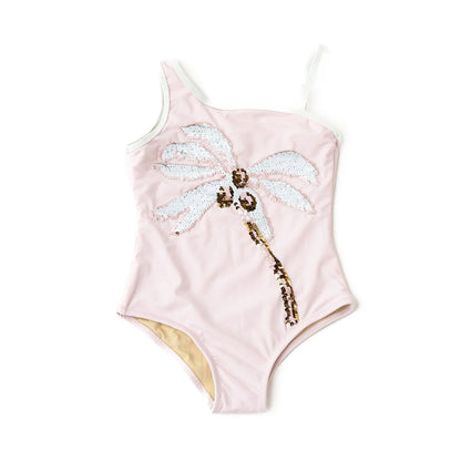 Coco palms sequins one shoulder suit