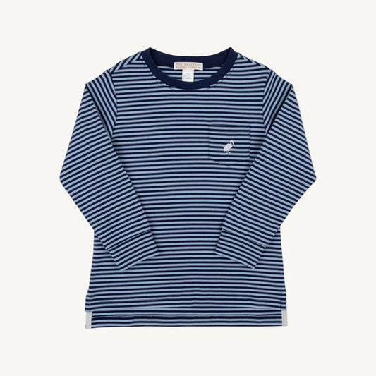 L/s carter crewneck - barrington blue/nantucket navy stripe