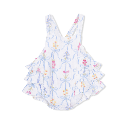 Ribbon bouquets ruffle sunsuit