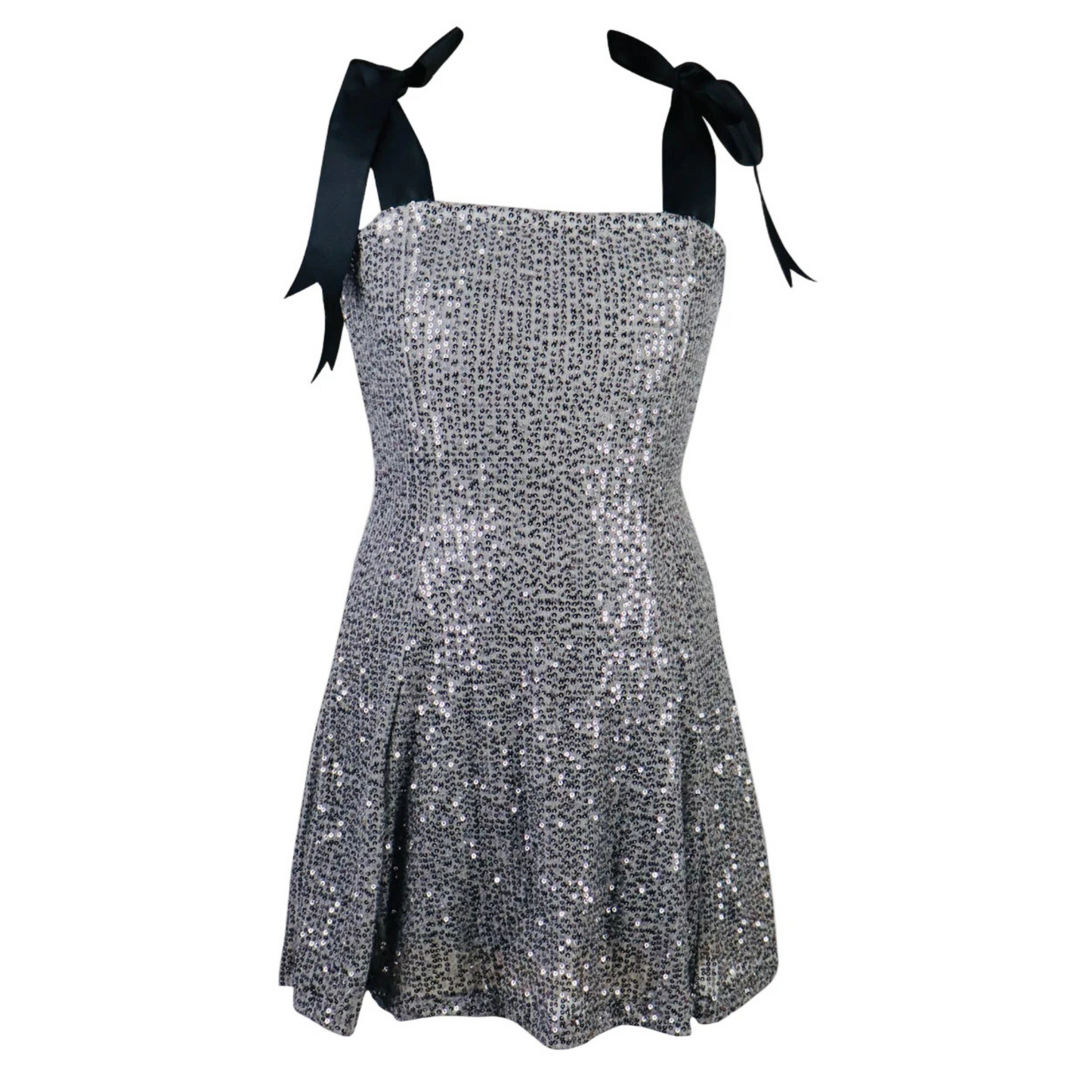 Grey sequin bow tie dress