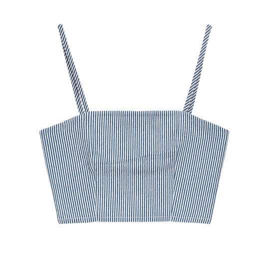 Pia tube top - navy/white stripes