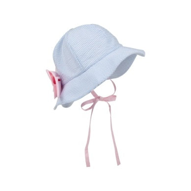 Pippa petal hat - breaker blue seersucker